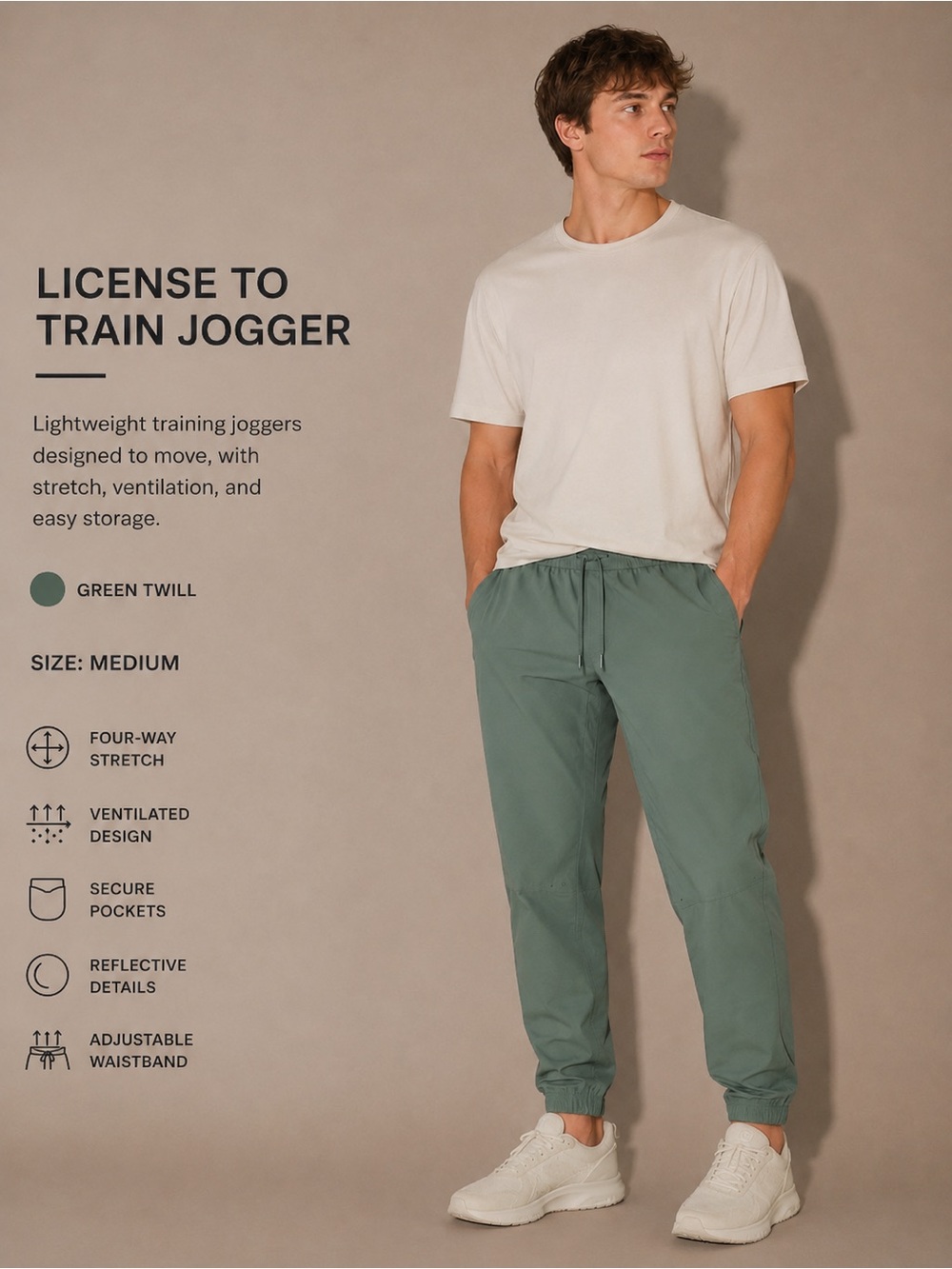 Lululemon License to Train Jogger Green Twill Medium
